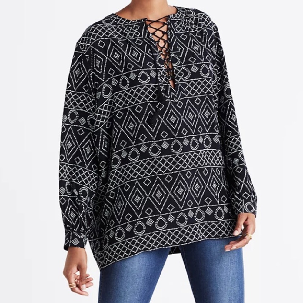 Madewell Lace-Up Peasant Top